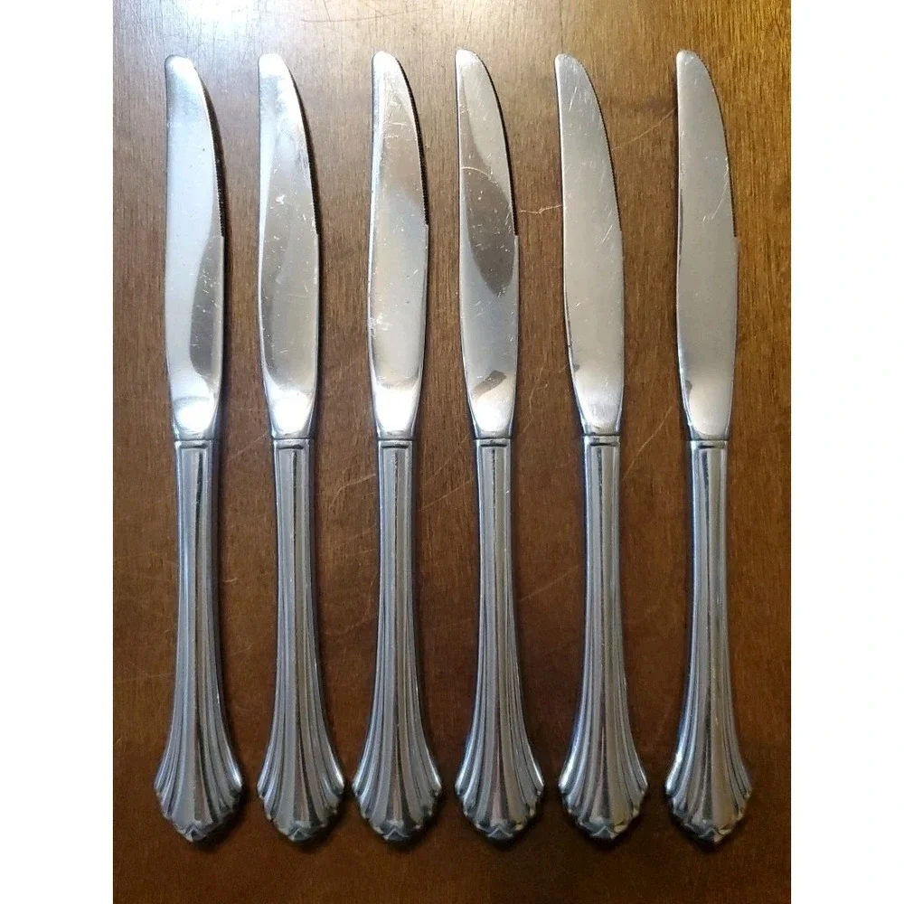 6 Oneida USA BANCROFT Dinner Knives Stainless Flatware